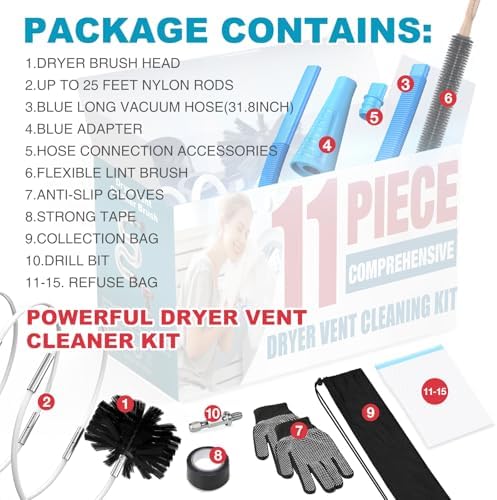 Sealegend 15-Piece 25-Feet Dryer Vent Cleaner Kit, Dryer Cleaning Tools - Image 6