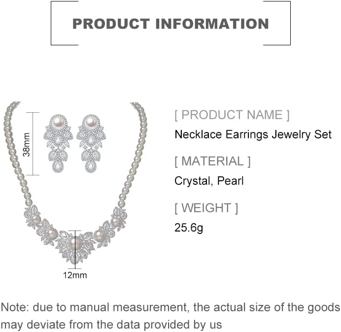 Women's Bridal Jewelry Set, 14K Gold Freshwater Pearl & Crystal, Choker Necklace & Drop Earrings, Elegant Wedding Fashion Ensemble