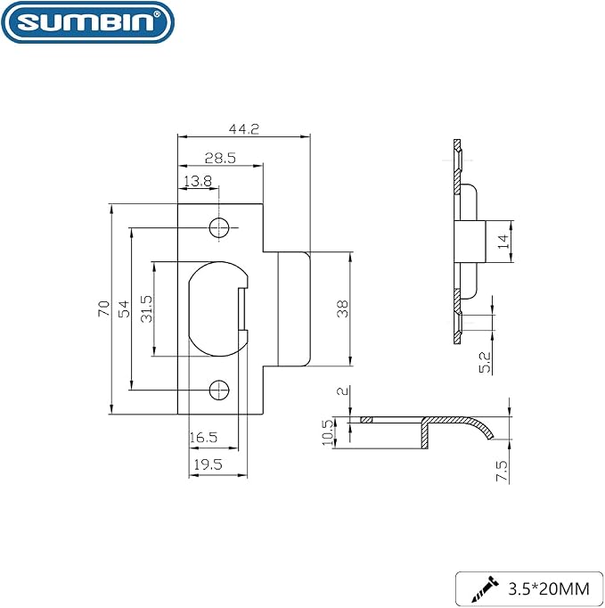Heavy Duty Replacement Stainless Steel 304 Strike Plate T Lip Radius Corner - Image 3