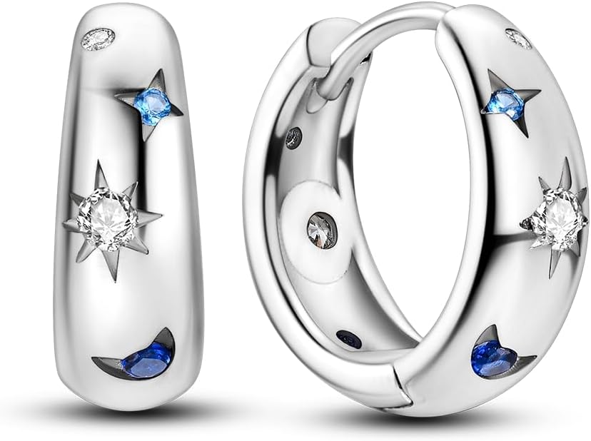 Parmuz 925 Sterling Silver Huggie Hoop Earrings Butterfly Posts Thick Chunky Hoops for Women Small Tiny cuff Cubic Zirconia Snake Heart Earring