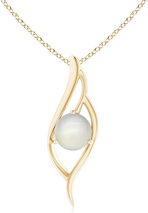 Angara Natural Moonstone Pendant for Women | Moonstone Angel Wing Bypass Pendant in 14K Solid Gold/Platinum With 18" Chain | Birthday, Anniversary, Gemstone Jewelry Gift