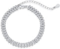 Solid Gold over S925 Sterling Silver Rectangle Cut Moissanite Tennis Bracelet, Geometric Adjustable Link Design, Trendy Gift for Fashion-Forward Women