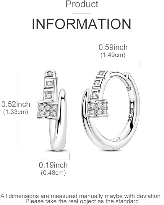 Parmuz 925 Sterling Silver Huggie Hoop Earrings Butterfly Posts Thick Chunky Hoops for Women Small Tiny cuff Cubic Zirconia Snake Heart Earring