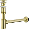 Bottle P-Trap 1 1/4 with Pop Up Drain Stopper with Overflow, Brushed Gold by SEABEFORE