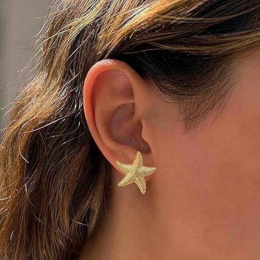 Starfish Earrings for Women Gold Sea Shell Earrings Summer Beach Vacation Outfits for Women