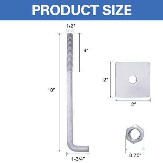 1/2” x 10” Concrete Anchor Bolts L Shaped - Image 3