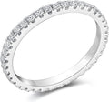 Bo.Dream 1.5mm/2.2mm/3mm Round Cubic Zirconia CZ Full/Half Eternity Rings Wedding Band Sterling Silver
