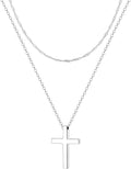 Zeffy Cross Necklace for Women, 18k Gold/Silver Plated Tiny Cross Pendant Necklace Simple Layered Cross Necklaces Gold Jewelry for Women