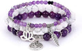 UEUC Tree of Life Yoga Healing Stone Bracelets,Multilayer Lotus Chakra Stone Reiki Bracelet Sets,Anxiety Crystal Natural Stone,for Women Stress Relief