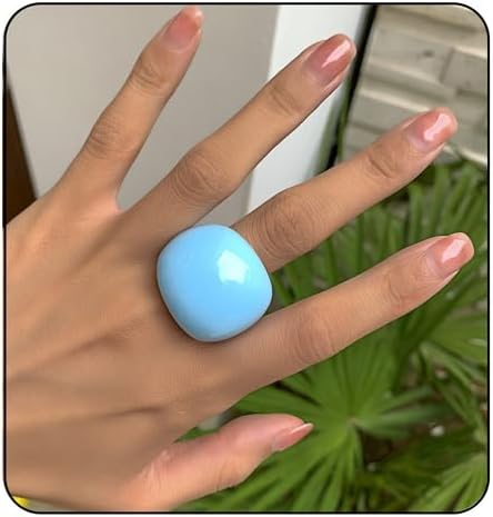 Colorful Chunky Acrylic Ring for Women,Vintage Statement Stackable Rings Candy Color Knuckle Finger Rings Y2K Fashion Classic Jewelry