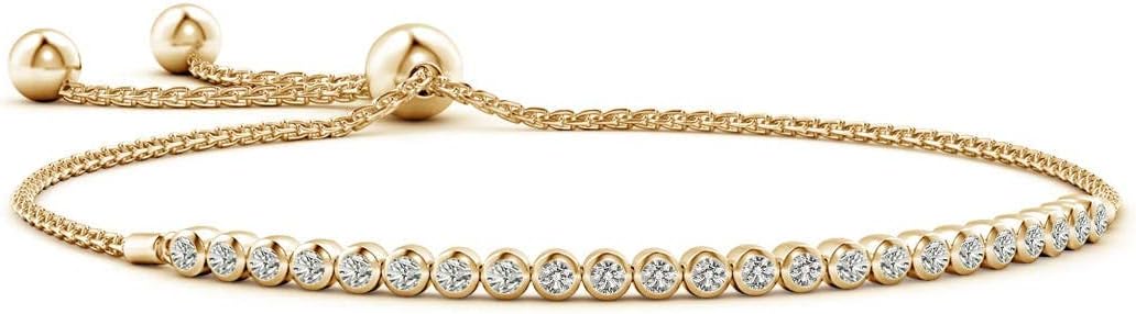 Angara Diamond Tennis Bolo Bracelet in 14K Solid Gold | Natural Diamond Adjustable Chain Bracelet for Women | April Birthstone Jewelry Gift For Women