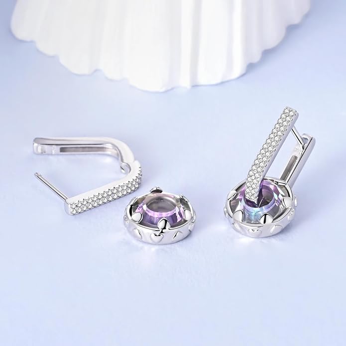 LAZA 925 Sterling Silver Hoop Earrings for Women, Hypoallergenic Huggie Butterfly Dangle Drop Earrings Colorful Flower Earrings Jewelry Gifts