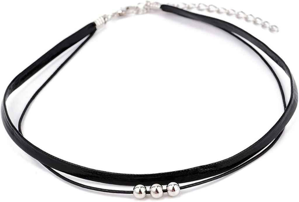 Fesciory Black Necklaces for Women, Adjustable Layered Velvet Leather Lace Collar Necklace, Goth Jewelry Gifts.