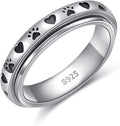 Ladytree Anxiety Relieve Rings 925 Sterling Silver Spinner Fidget Ring Worry Stress Relieving Boredom ADHD Autism Ring Platinum Plated Jewelry Birthday Gifts for Women Men
