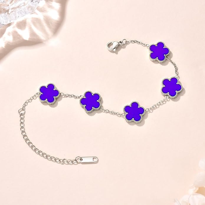 18K Gold-Plated Four Leaf Clover Bracelet for Women,Adjustable lucky Bracelet Set Jewelry Gift-Hypoallergenic Charm for Birthdays, Wellness & Daily Wear