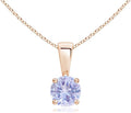 Angara Natural Tanzanite Solitaire Pendant for Women | Round Tanzanite Solitaire Pendant Necklace in 14K Solid Gold/Silver/Platinum With 18" Chain | December Birthday, Gemstone Jewelry Gift