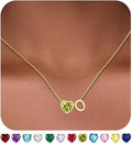 Valentines Day Gifts for Her- Heart Birthstone Initial Necklace for Women Girls,14K Gold Plated Heart Letter A-Z Necklace Birthday Trendy Jewelry Gifts for Women Girls Daughter
