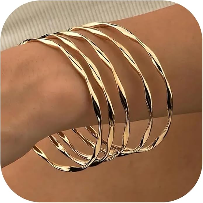 16Pcs Gold Bangle Bracelets for Women - Multi Layer Stackable Textured Bracelets Boho Jewelrys Set.