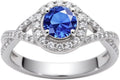 1.22 Carat (ctw) Round-Cut Halo Lab-Grown Sapphire/Lab-Grown Diamond/Moissanite Twisted Wedding Engagement Ring for Women 925 Sterling Silver/10K/14K/18K Real Gold Engagement Rings Jewelry(D Color, VVS Clarity), Size 3-14