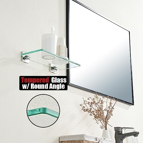 JQK Bathroom Glass Shelf, Floating Tempered Glass Shower Storage 12 by 5 inches - Image 6