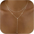 Gold Necklace for Women, Dainty Gold Long Necklaces 14k Gold Plated Prom Lariat Necklace Cute Choker Necklaces for Women Trendy Stuff Fashion Costume Gold Accessories Christmas Jewelry Gifts