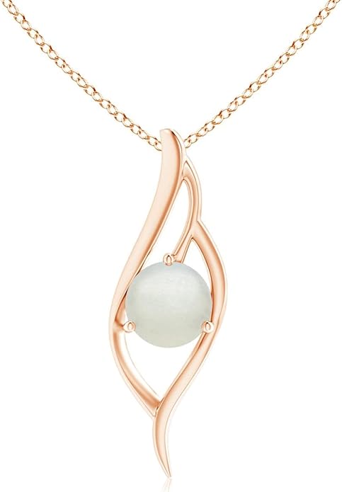 Angara Natural Moonstone Pendant for Women | Moonstone Angel Wing Bypass Pendant in 14K Solid Gold/Platinum With 18" Chain | Birthday, Anniversary, Gemstone Jewelry Gift