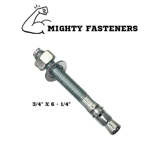 MIGHTY FASTENERS Zinc-Plated Steel Wedge Anchors, 3/4" X 6-1/4" - Image 2