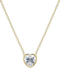 MISS MIMI Solitaire Cubic Zirconia Necklace for Women, 1–3 CT Round,Heart,Princess Cut CZ Options, Bezel or Prong Set in 925 Sterling Silver, Adjustable 16–20" Minimalist Everyday Jewelry