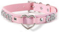 Succuba Handmade Heart Ring Rhinestone Letter Pu Leather Choker Collar Necklace for Women and Men