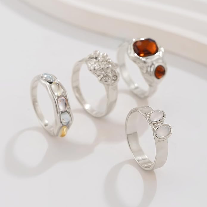 Sora Tuki Rings for Women Chunky Rings Set Adjustable Stackable Ring for Women Bold Thick Statement Ring Trendy Chunky Jewelry