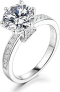 S925 Sterling Silver Ornate 2 Carat Natural Diamond Engagement Ring | D-color VVS2 Excellent Cut Radiance | Chic Jewelry for Daily Elegance