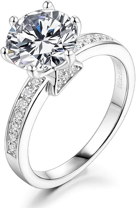 S925 Sterling Silver Ornate 2 Carat Natural Diamond Engagement Ring | D-color VVS2 Excellent Cut Radiance | Chic Jewelry for Daily Elegance