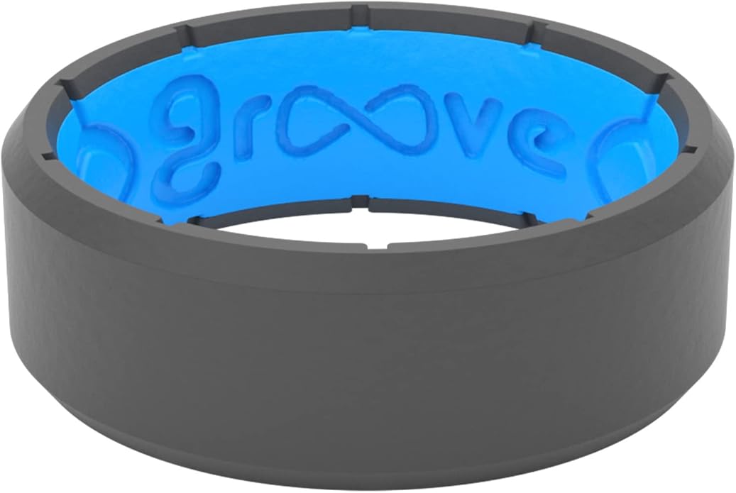 Groove Life Edge Silicone Ring - Breathable Rubber Wedding Rings for Men, Unique Design, Comfort Fit Ring