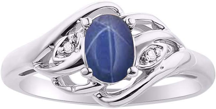 Rylos Ring featuring Classic Style, 6X4MM Birthstone Gemstone, & Diamonds - Elegant Jewelry for Women in Sterling Silver, Sizes 5-10