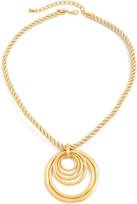PLOUTOS Statement Modern Geometric Hollow Square Pendant Rope Chain Necklace for Women Bold Fashion Layering Collarbone Jewelry Party Wear Accessory