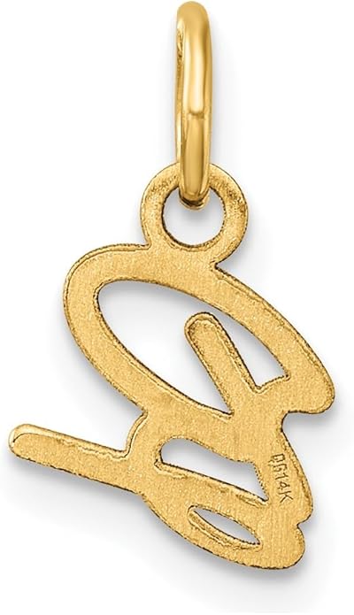 Jewelry Affairs 14K Yellow Gold Script Alphabet Initial Letter Charm Pendant, 14mm