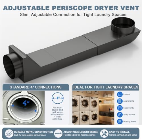 4" UD48S Telescoping Dryer Vent Kit, Stainless Steel Periscope Dryer Vent - Image 5