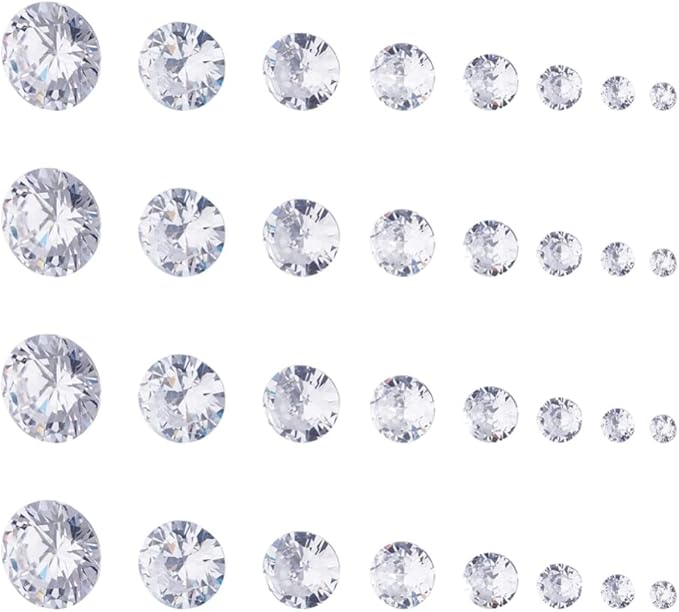 Fashewelry 230 pcs 8 Sizes Cubic Zirconia Cabochons Crystal Round Pointed Back Faceted Diamond Loose Stone 2.5mm/3mm/4mm/5mm/6mm/7mm/8mm/10mm for for Nail Art Replacing Jewelry