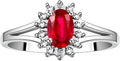 Rylos 14K White Gold Classic Halo Ring: Diamonds, 6X4MM Oval Gemstone - Birthstone Jewelry for Women - Stunning Diamond Gold Ring Sizes 5-10