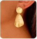 YUJIE Gold Plated Earrings for Women Geometric Chunky Dangle Earring Trendy Silvery Two-Tone Statement Jewelry
