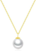 SUNFEEL 925 Sterling Silver Pearl Necklaces for women 14K Gold Plated 5A CZ 10MM/12MM Single Pearl Pendant Necklace Gifts for Her Mom Wife Girlfriend Engagement Wedding Birdal Christmas Trendy Jewelry