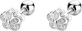 18K Gold Plated Sterling Silver Cubic Zirconia Screw Back Small Trendy Dainty Cute Flower Stud Earrings for Women with Jewelry Rose Box
