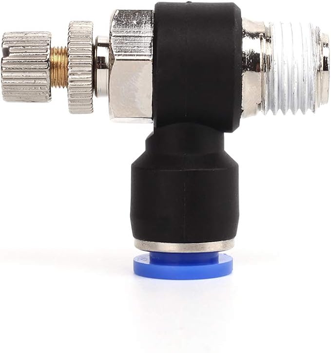 SNS 1/4"Tube OD x 1/4 NPT 90 Degree Elbow Air Flow Control Valve Push To - Image 4