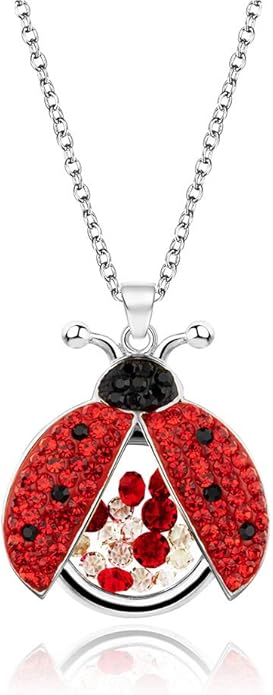 Superchic Ladybug Pendant Necklace Cute Cubic Zirconia with floating Crystals for Women Halloween Party Birthday Gifts