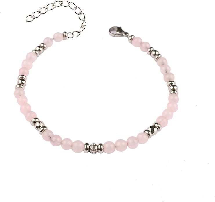 Natural Gem Stone Beaded Bracelets for Women Adjustable Stainless Steel Agate Lapis Tiger Eye Aventurine Rose Quartz