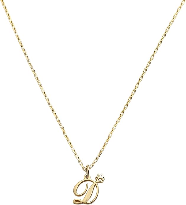 SilveristicJewelry Initial Necklace with Tiny Paw, 925 Sterling Silver Personalized Pet Lover Jewelry, Tiny Paw Print Charm Pendant, Dog Mom Gift, Cat Lover Necklace for Women