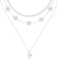 Zeffy Gold Pearl Necklace for Women, Dainty 14K Gold/Silve Plated Layered Pearl Choker Pearl Earrings Pearl Bracelets Wedding Trendy Gold Jewelry Set for Women Gifts