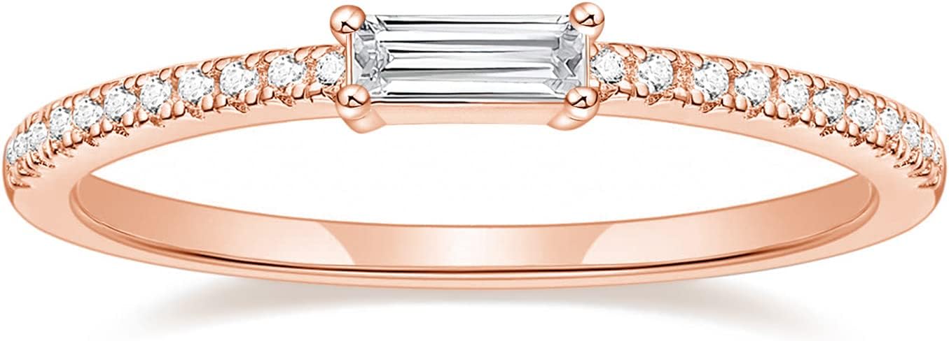TIGRADE 1.5mm Eternity Ring Baguette Cubic Zirconia Anniversary Ring CZ Pave Wedding Band for Women Size 3-12