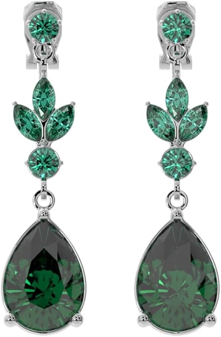 Aloha Earrings Non Pierced Silver Tone Clip On Sparkling Statement Dangling Earrings