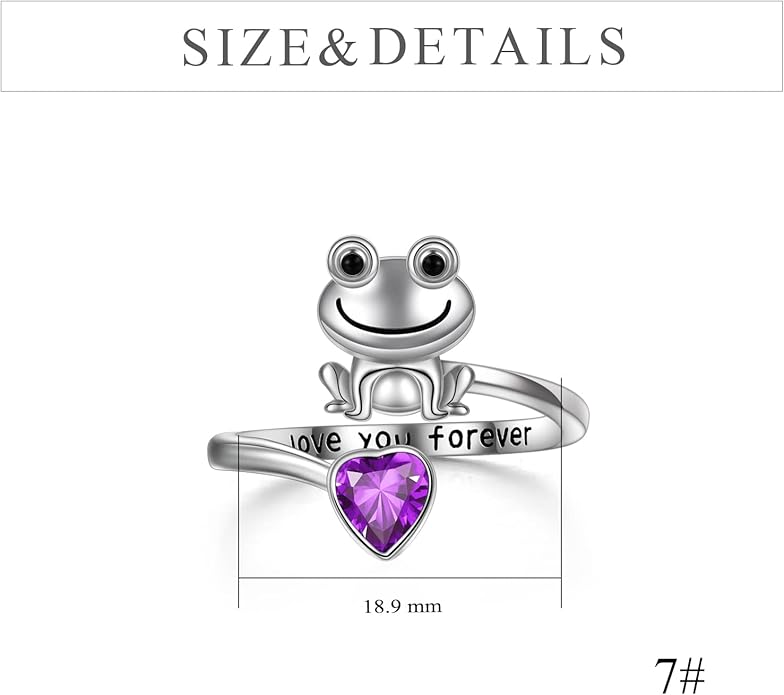 POPLYKE Frog Rings for Women Sterling Silver Frog Hold Topaz Heart CZ Rings Statement Rings